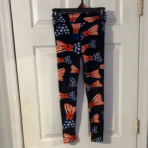 LuLaRoe Kids Leggings - Red, Blue, White Pattern